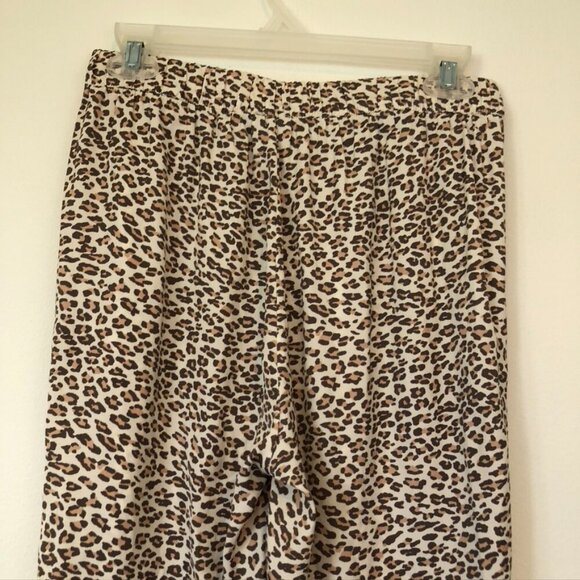 AERIE AMERICAN EAGLE Satin Jogger Lounge Pant Cream Brown Cheetah Leopard Pajama - Picture 10 of 14
